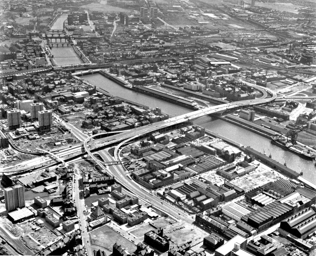 Kingston Bridge Aerial View from NW (Mid-1970) By Planair Edit Aerial photo showing Glasgow's Kingston Bridge